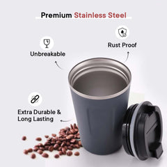Kuber Industries Insulated Coffee Tumbler Mug with Lid for Office, Gym & Travel | Stainless Steel Leak-Proof Thermos for Tea/Coffee/Water - Ideal for Hot & Cold Beverages | Light Blue
