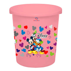 Heart Home Disney Team Mickey Print Plastic Bathroom Set of 5 Pieces with Bucket, Tub, Stool, Dustbin & Mug (Pink)-HEARTHS15273 -HS_35_HEARTHS17521