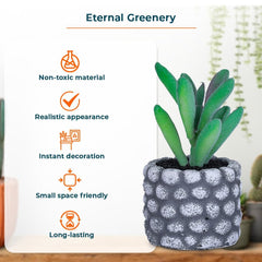 Kuber Industries Artificial Plants for Home Décor|Natural Looking Indoor Fake Plants with Pot|Artificial Flowers for Decoration-Pack of 5 (Green)