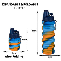 Heart Home Water Bottle | Silicone School Water Bottle | Expandable Water Bottle | Folding Water Bottle | Gym Water Bottle | Sports Water Bottle | 500 ML | Blue