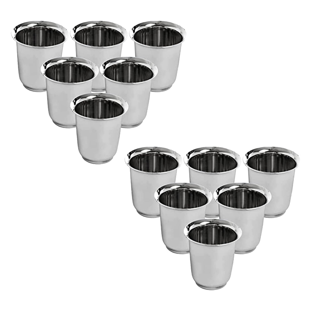 Kuber Industries Small Stainless Steel Glass | Set of 6 I South Indian Design | Multipurpose Serving Tea Coffee I Mirror Finish | Easy to Clean & Maintain (Pack of 2)