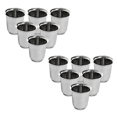 Kuber Industries Small Stainless Steel Glass | Set of 6 I South Indian Design | Multipurpose Serving Tea Coffee I Mirror Finish | Easy to Clean & Maintain (Pack of 2)