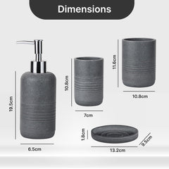 Urbane Home Premium 4-Piece Bathroom Accessories Set | Soap Dish | Liquid Soap Dispenser (300ml) | Tumbler | Brush Holder | Moisture Resistant | Scratch Proof | Grey