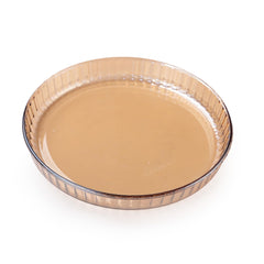 Heart Home 1600 ml Borosilicate Glass Baking Tray | Yellow Microwave Oven Safe Utensils | Round Bread Moulds for Baking | Dishwasher Safe | Multipurpose use Serving Tray