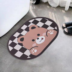Kuber Industries Bath Mat | PVC Bathroom Mat | Shower Bath Mat | Floor Tub Mat | Diatom Mud Oval Mat | Anti-Skid Shower Bathroom Mat | CF-220820 |Pack of 4| Brown