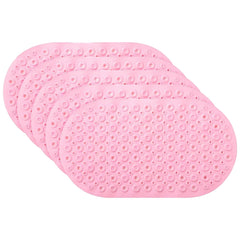 Kuber Industries Bath Mat | PVC Bathroom Mat | Shower Bath Mat | Floor Tub Mat | Bathroom Oval Mud Mat | Anti-Skid Shower Bathroom Mat | Q-02D |Pack of 5| Pink