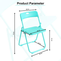 Urbane Home Folding Chair for Home | Iron Frame & PP Plastic Seat | Lightweight, Portable, Balcony, Garden, Camping Chair | Anti Slip Legs | Indoor Outdoor Chair | Lake Blue | 44 * 42 * 75cm