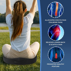 Kuber Industries Chair Cushions for Sitting | Piles Pillow Support & Pain Relief Seat | Height Increase Sitting Cushion for Driver | Tailbone Pain Relief Cushion for Office Chair | MD-S2-Black