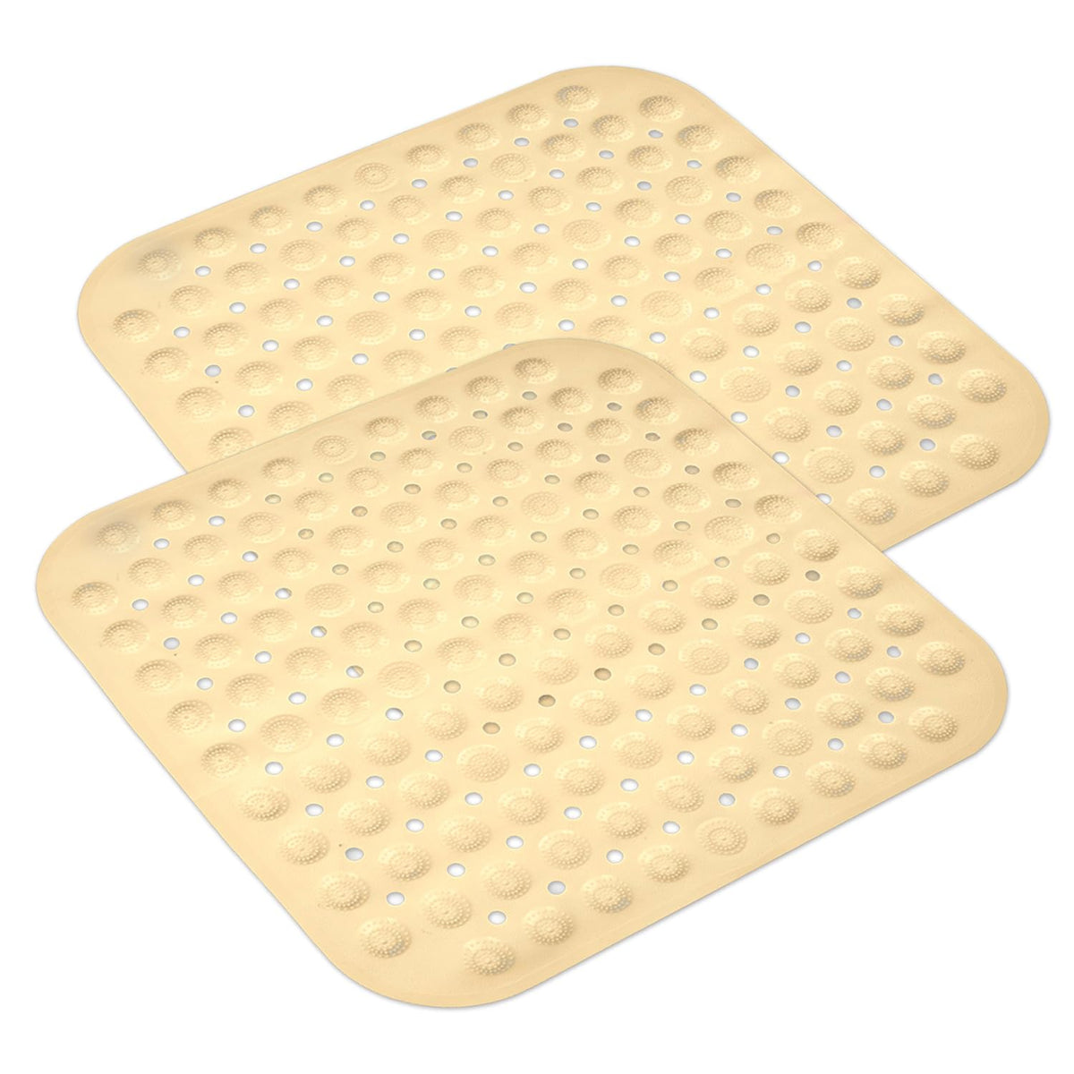 Heart Home Bath Mat | PVC Bathroom Mat | Shower Bath Mat | Square Bath Tub Mat | Foot Massager Mat | Anti-Skid Floor Mat | Shower Mat | Pack of 2 | Cream