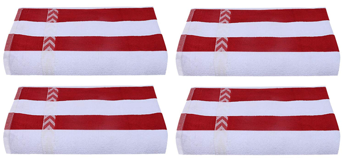 Kuber Industries Cotton 4 Pieces Bath Towel 27" x54 (Red and White), CTKTC13629