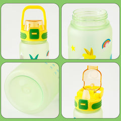 Kuber Industries Pack of 3 Kids Water Bottle With Straw |Sipper Water Bottle For Kids Boys Girls| Water Bottle with Locking Flip Lid | 800 ml | Green | SYZ-7791A