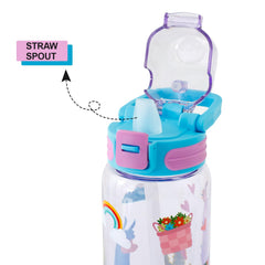 Kuber Industries Pack of 6 Kids Water Bottle With Straw |Sipper Water Bottle For Kids Boys Girls| Water Bottle with Locking Flip Lid | 650 ml | Blue | SYZ-7782B
