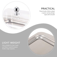 Kuber Industries Pack of 3 Butter Box Container | Steel Butter Dish Box | Cheese Storage Keeper Tray | Butter Keeper Container | Butter Storage Container Tray | Butter Tray | 11008-D | Silver