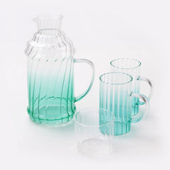 Urbane Home Borosilicate Glass Water Jug with Lid (1200ml) & 2 Cups (280ml) | Glass Jug for Water, Juice, Coffee, Iced Tea | Gift Items | Kitchen Accessories Items