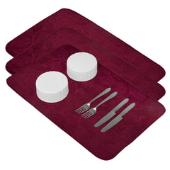 Kuber Industries Dish Dry Mat | Microfiber Drying Mat | Kitchen Drying Mat | Self Dish Dry Mat | Water Absorbent Kitchen Mat | Embossed Dish Dry Mat | 50x70 | Pack of 3 | Maroon