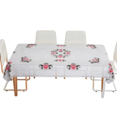 Heart Home Dining Table Cover | PVC Table Cloth Cover | 6 Seater Table Cloth | Flower Almond Table Cover | Table Protector | Table Cover for Dining Table | 60x90 Inch | Black