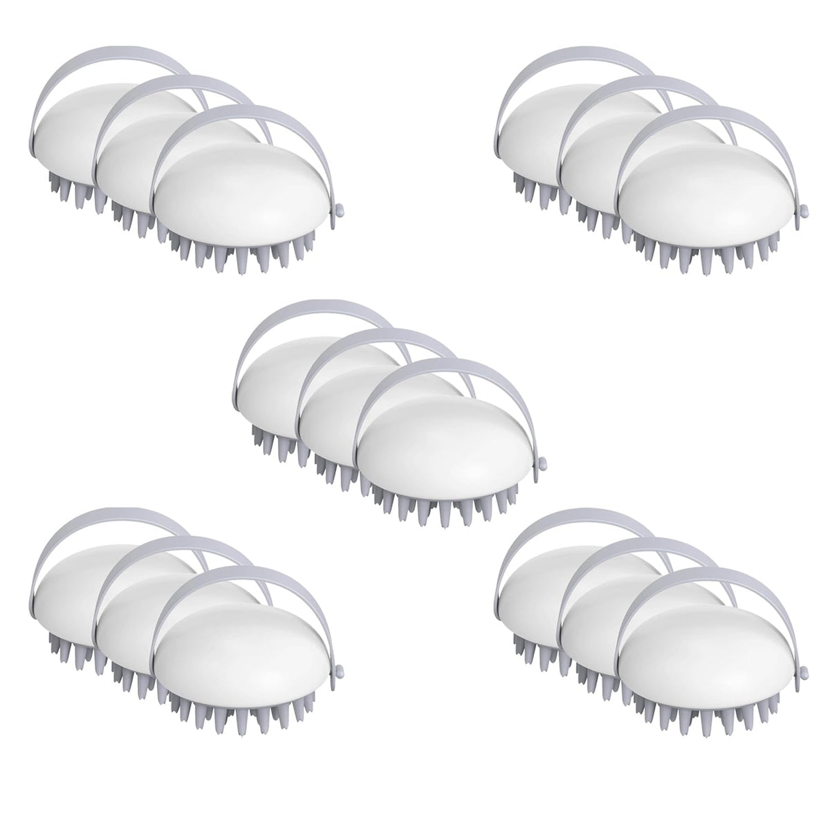 Kuber Industries Hair Massager Brush | Soft Silicone Bristles | Shampoo Brush for Hair Washing | Scalp Massager | Massager Brush For Dandruff | 15 Piece | Pack of 5 | XJWTEU | White