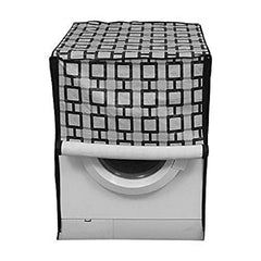 Kuber Industries Square Design PVC Front Load Fully Automatic Washing Machine Cover - Grey, Standard (WASHINGSTW08)