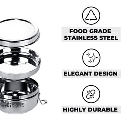 Kuber Industries Pack of 5 Stainless Steel Food Pack Lunch Box with Steel Separator Plate and Locking Clip, 1 Pc-250 ml Capacity