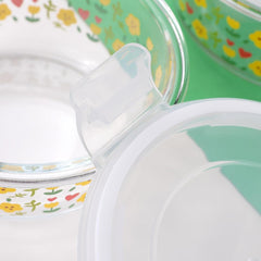 Urbane Home Borosilicate Printed Container With Lid (Round) | JDA050-MUL | Transparent | Pack Of 2