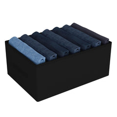 Heart Home Trouser Box | Wardrobe Organizer | Clothes Organizer | Storage Box for Pants-Shirt-Sweaters-Bra Panty-Socks | 7-Grid Closet Organizer | Plain | Medium | Black