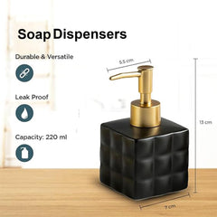 Kuber Industries Liquid Soap Dispenser | Handwash Soap Dispenser | Soap Dispenser for Wash Basin | Shampoo Dispenser Bottle | Bathroom Dispenser Bottle | Pack of 2 | 220 ml | Black