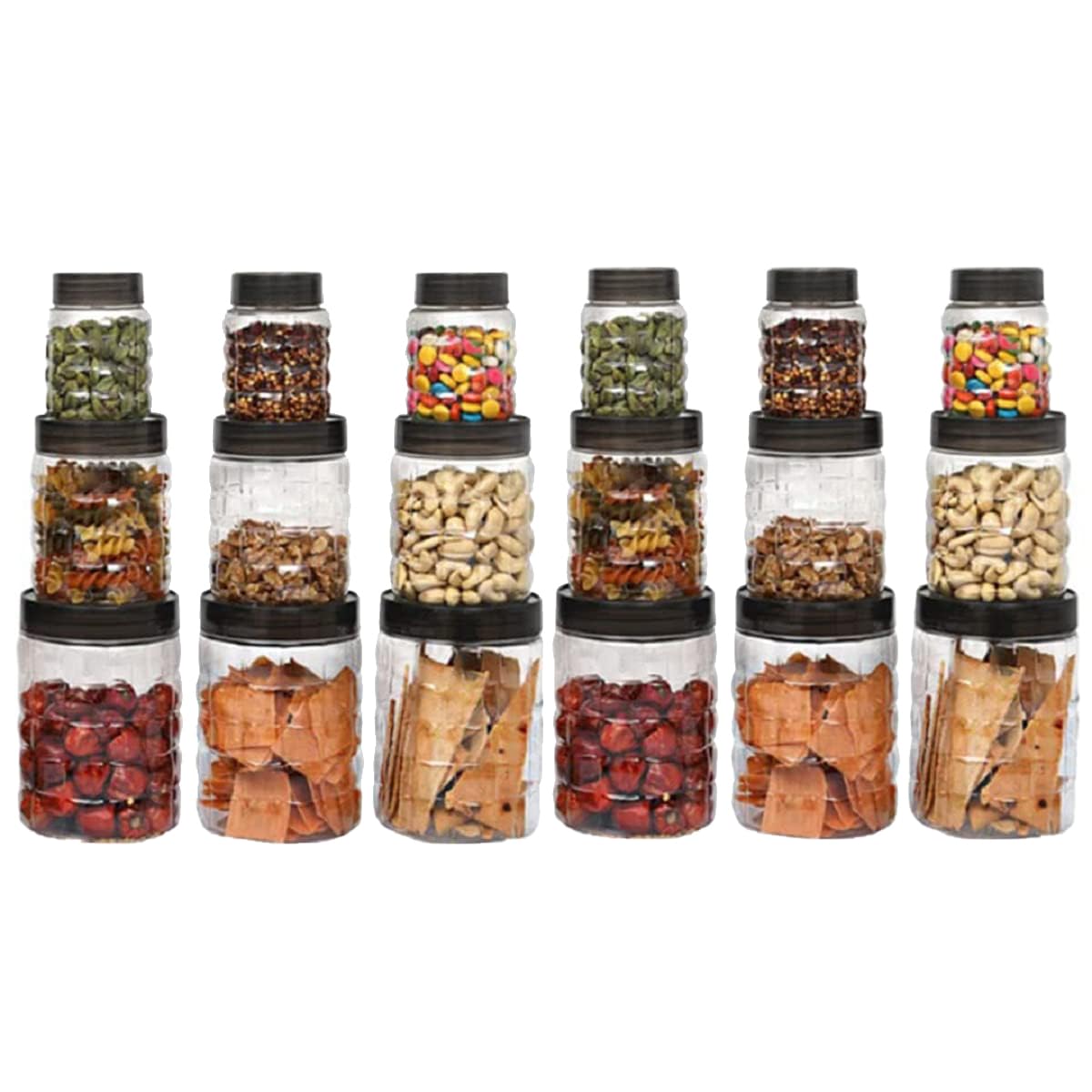 Kuber Industries Set of 18 Plastic Container Set | 1000ml, 500ml, 200ml I PET, Food Grade Plastic, 100% BPA Free | Airtight Container Set for Kitchen Storage |Small to Large, Transparent