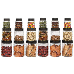 Kuber Industries Set of 18 Plastic Container Set | 1000ml, 500ml, 200ml I PET, Food Grade Plastic, 100% BPA Free | Airtight Container Set for Kitchen Storage |Small to Large, Transparent