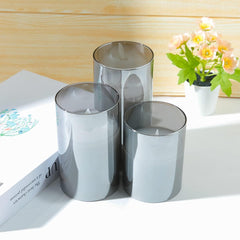 Kuber Industries Pack of 3 LED Candles for Home Decoration|Battey Operated|Flameless Yellow Light|Diwali Lights for Home Decoration,Along with Other Festivities & Parties|Set of 3|B0-004D|Gray