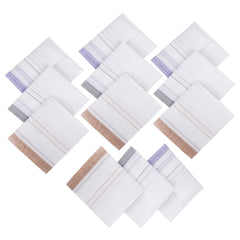 Kuber Industries Handkerchief | Premium Cotton Fabric | Handkerchief for men | Handkerchief for Boys | Men's Handkerchief Set | Fancy Border | 24025 | Pack of 12 | White