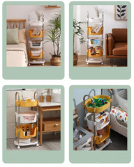 Kuber Industries (Pack of 1) Utility Rolling Cart | 4 Tier Kithen Storage Cart with Caster Wheels | Space Saving Home Storage Organizer | Trolley Rack with Wheels | YM564YW | Yellow White