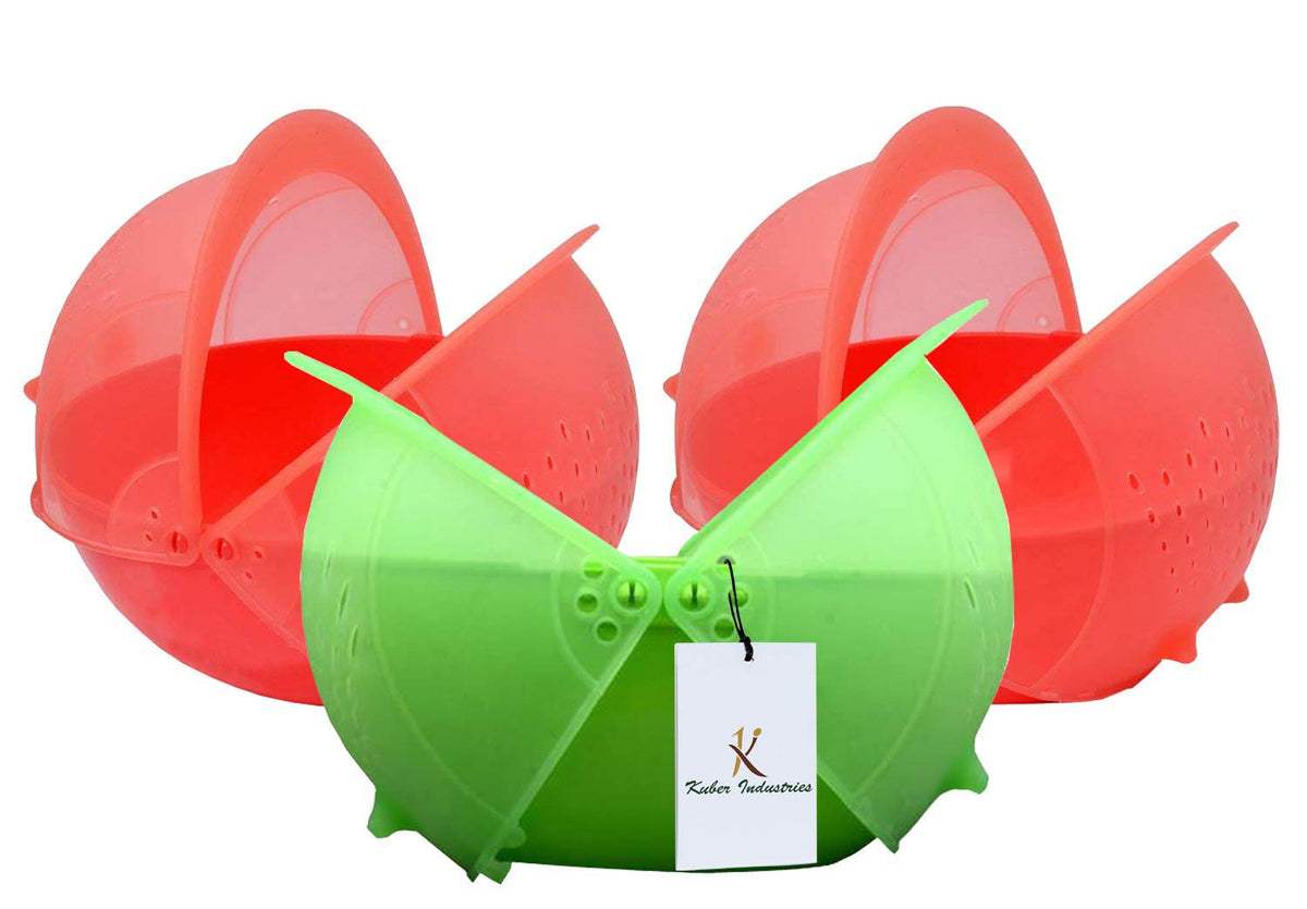 Kuber Industries 3 Piece Plastic Fruit Vegetable Washing Basket Set