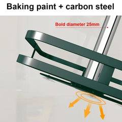 Kuber Industries 3-Layer Rotating Spice Rack|Square Shelf For Cabinet Countertop|360-Degree Rotable Kitchen Trolley|Fruit Basket (Dark Green)