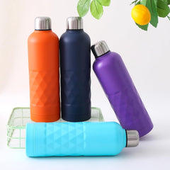 Kuber Industries Pack of 5 Vacuum Insulated Water Bottle | Stainless Steel Water Bottle | Hot & Cold Water Bottle | Leakproof, BPA Free, Rustproof | 750 ML | Dark Blue
