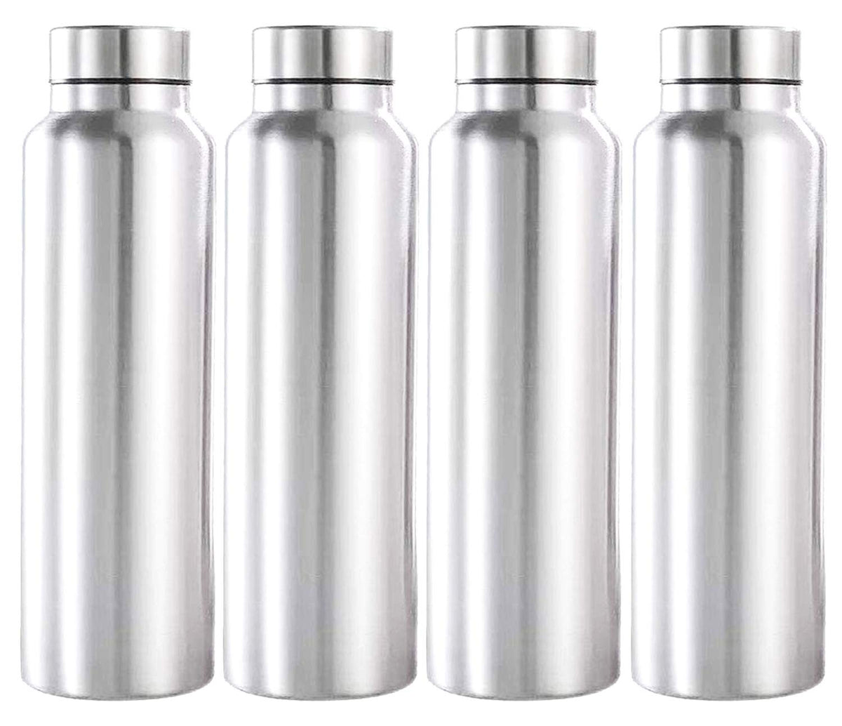 Kuber Industries Eagle Stainless Steel 4 Pieces Fridge Water Bottle/Refrigerator Bottle/Thunder, 1000 ML (Sliver) - CTKTC031430