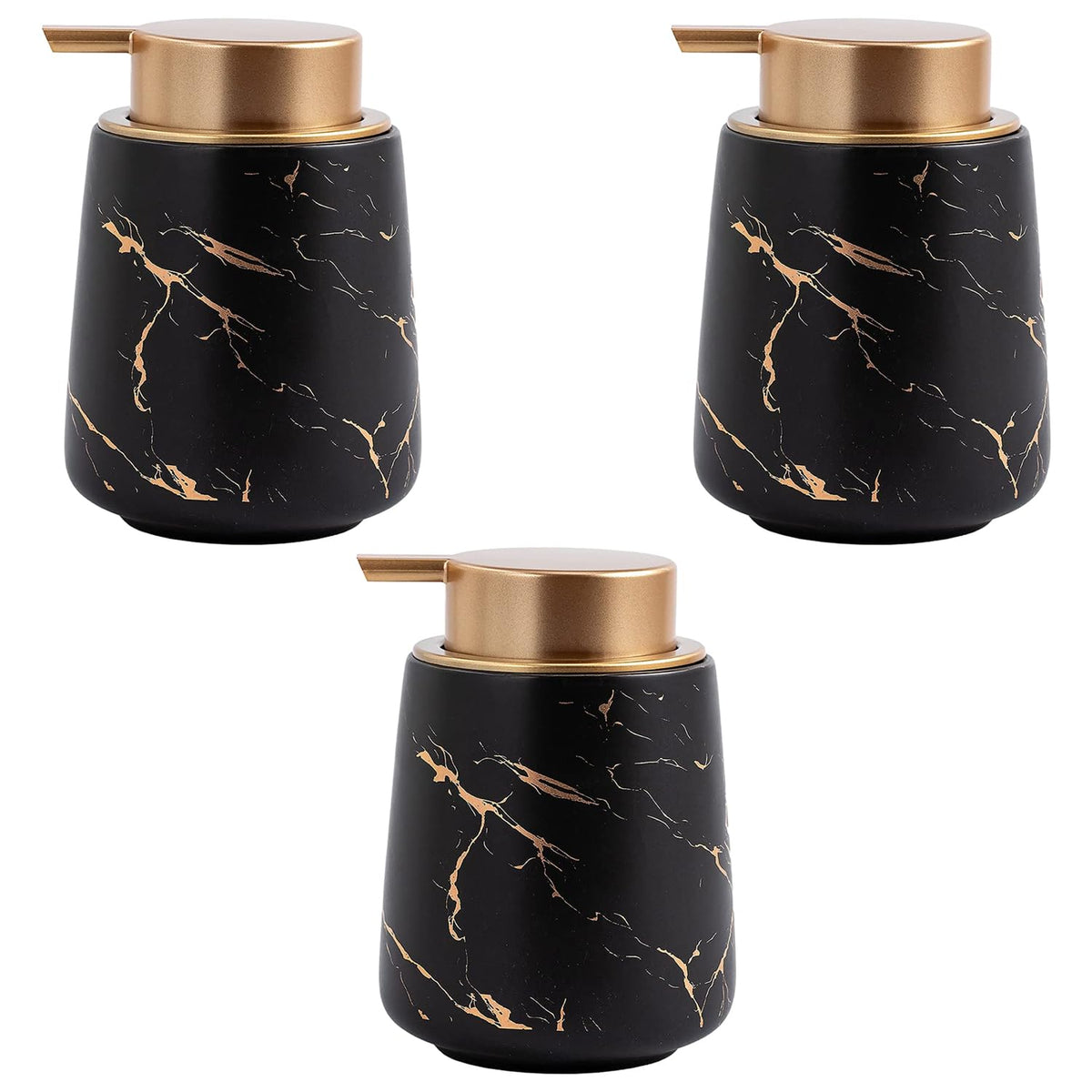 Kuber Industries Liquid Soap Dispenser | Handwash Soap Dispenser | Soap Dispenser for Wash Basin | Shampoo Dispenser Bottle | Bathroom Dispenser Bottle | Pack of 3 | ZX010BK | 400 ml | Black