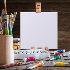 Kuber Industries Blank Cotton Canvas Boards for Painting "10x10" CM Pack of 24 (White)