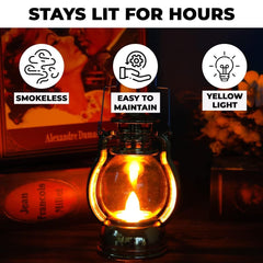 Kuber Industries Pack of 3 LED Lantern Lamp|Battey Operated|Flameless Yellow Light|Diwali Lights for Home Decoration,Along with Other Festivities & Parties|Black Hanging Lantern|B0-003C|Gold