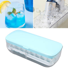 Kuber Industries Pack of 6 Ice Cube Tray with Lid | Ice Cube Storage Box with Ice Scoop | 24 Ice Cube Molds for Freezing | One-Press Demolding | BPA Free | Blue