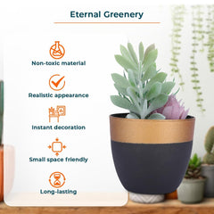 Kuber Industries Artificial Plants for Home Décor|Natural Looking Indoor Fake Plants with Pot|Artificial Flowers for Decoration-Pack of 2 (Green)