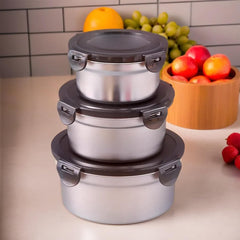 Urbane Home Stainless Steel Kitchen Containers With Lid Set of 3-350ml, 550ml & 850ml | Multipurpose Air Tight Food Storage Containers, Kitchen Organizer And Lunch Boxes For Office/School/College
