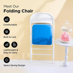 Urbane Home Folding Chair Office Chair Meeting Room Training Chair Student Dormitory Backrest Chair Reading Chair Iron Dining Chair Makeup Chair Furniture,Blue