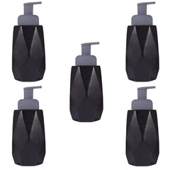 Kuber Industries Liquid Soap Dispenser | Handwash Soap Dispenser | Soap Dispenser for Wash Basin | Shampoo Dispenser Bottle | Bathroom Dispenser Bottle | Pack of 5 | JY00015 | 400 ml | Black