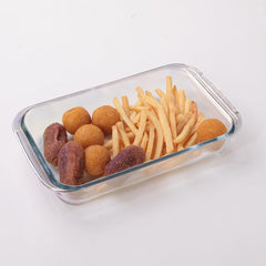 Kuber Industries 2200 ml Borosilicate Glass Baking Tray | Transparent Microwave Oven Safe Utensils | Rectangular Bread Moulds for Baking | Dishwasher Safe | Multipurpose use Serving Tray