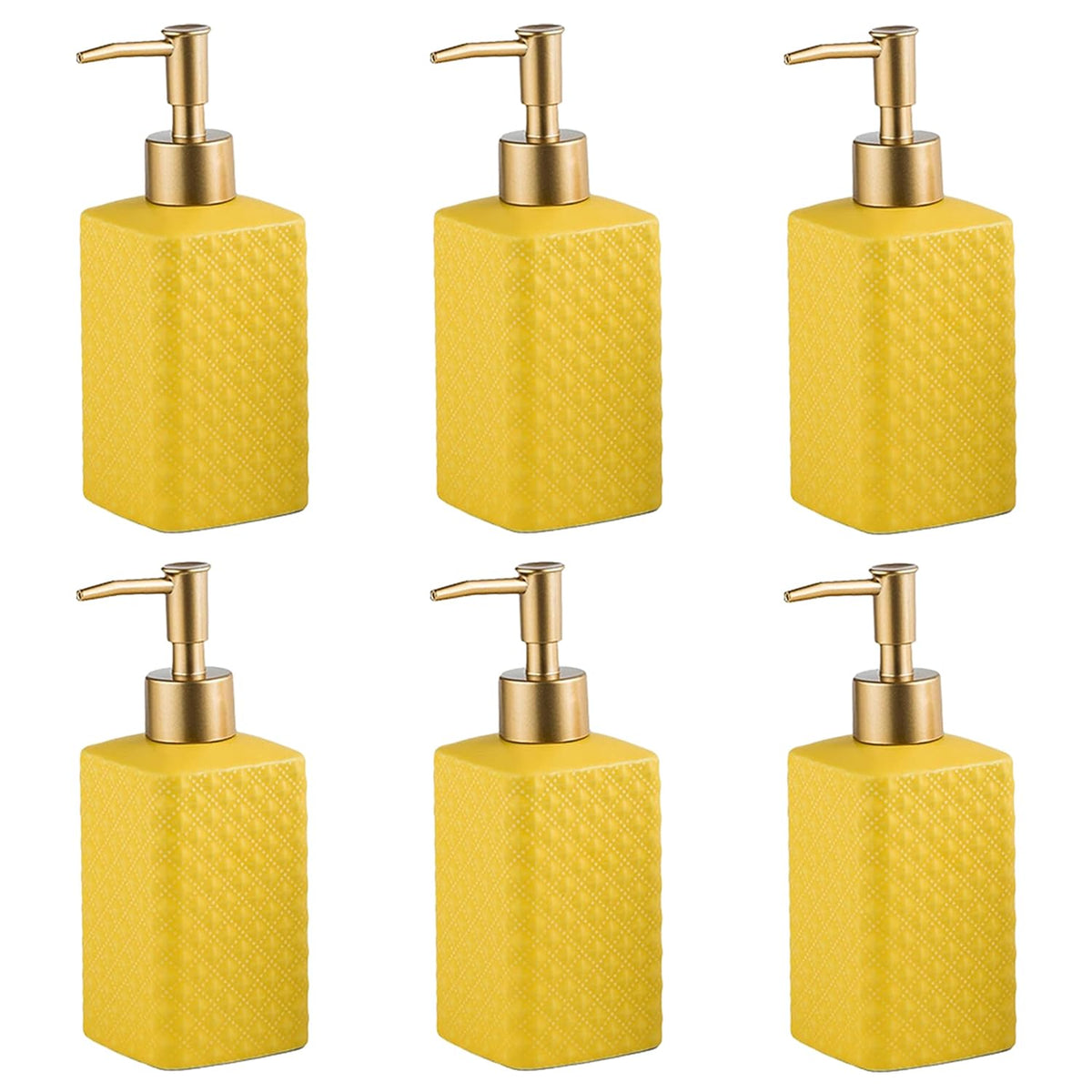 Kuber Industries Liquid Soap Dispenser | Handwash Soap Dispenser | Soap Dispenser for Wash Basin| Bathroom Dispenser Bottle | 6 Piece | Pack of 2 | 350 ml | ZX021YW | Yellow