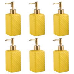 Kuber Industries Liquid Soap Dispenser | Handwash Soap Dispenser | Soap Dispenser for Wash Basin| Bathroom Dispenser Bottle | 6 Piece | Pack of 2 | 350 ml | ZX021YW | Yellow