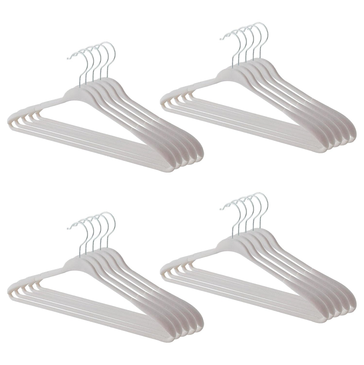 Kuber IndustriesVelvet Cloth Hanger Set of 20 With Chromed Plated Steel Hook|GREY|