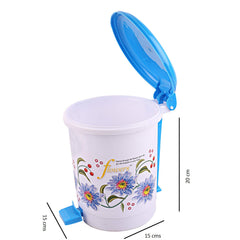 Kuber Industries Floral Design Plastic Dustbin, Small, Blue