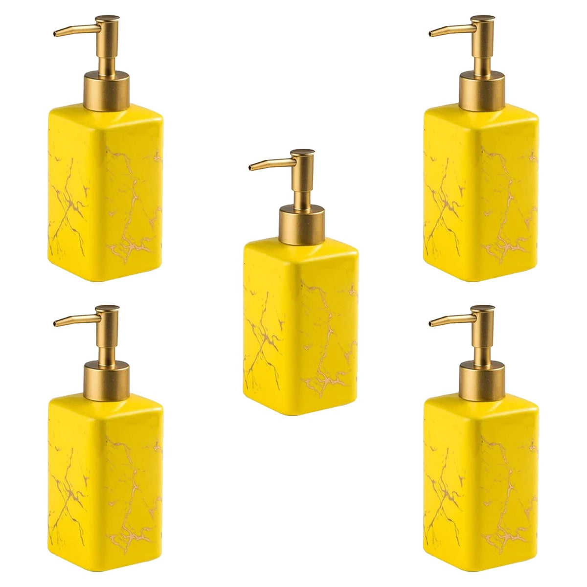Kuber Industries Liquid Soap Dispenser | Handwash Soap Dispenser | Soap Dispenser for Wash Basin | Shampoo Dispenser Bottle | Bathroom Dispenser Bottle | 320 ml | Pack of 5 | Yellow