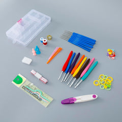 Kuber Industries Crochet Hook Needle Set of 53 With Case|Ergonomic Sewing Knitting Needle Kit-pack of 3 (Transparent)